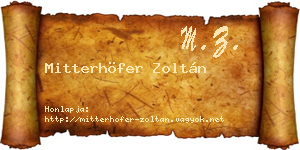 Mitterhöfer Zoltán névjegykártya